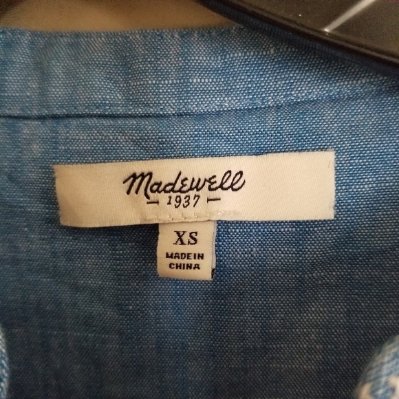 Madewell Chambray Embroidered Cotton Sunstitch Tunic Dress W/ Pockets Size XS - Picture 2 of 10